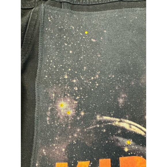 KID CUDI Upcycled Retro Vintage Hip Hop Rap Patched Black Denim Jacket Size M - Picture 11 of 13
